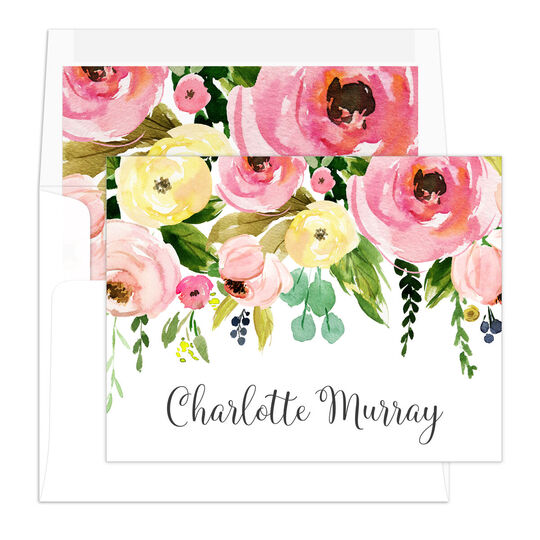Spring Peonies Folded Note Cards